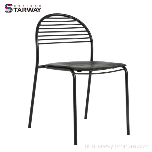 Cadeira de metal design minimalista para sala de jantar empilhável